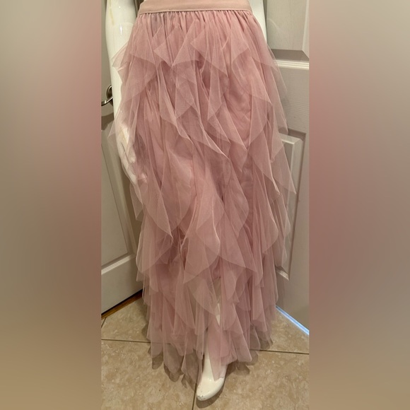 SOHO Apparel Coquette Light Pink Ruffle Tulle Lined Maxi Skirt Size XL - Picture 3 of 7